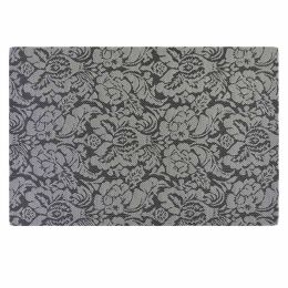 4 Pcs Rose Jacquard Dining Table Place Mats PVC Placemats Easycare Wipe Clean Table Mats 17.7x11.8 inch, Black